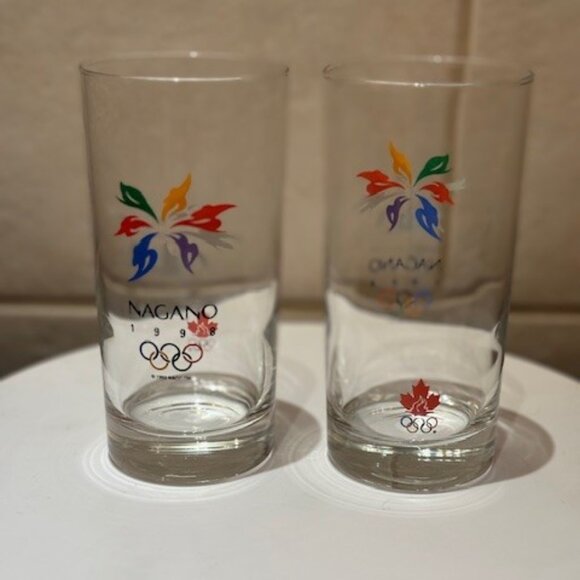 Nagano Japan Winter Olympics 1998 Glasses Team Canada High Ball Set Of 2 - Picture 1 of 5